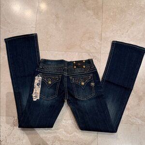 Miss Me Vintage 03 Women's Dark Blue Boot Cut Low Rise Jeans